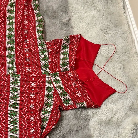 Urban Heritage Red Plaid Dress Ruffled Hem | Holiday Christmas Cottagecore Style - Picture 4 of 5